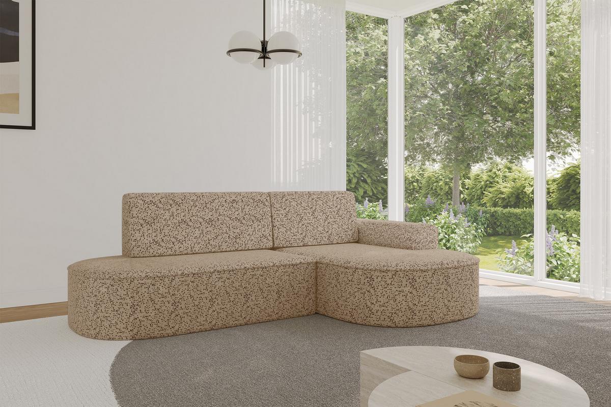 ECKSOFA mit Schlaffunktion und Bettkasten Ottomane Rechts MARI-L1-S - 283x167x73 cm Braun Tissu - Schwarz/Braun, Holzwerkstoff/Kunststoff (167/283cm) - ALTDECOR