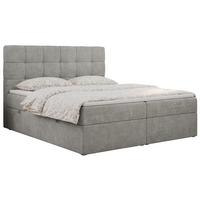 BOXBETT ERNI 140/200 - Hellgrau Strukture - H4 - Hellgrau, Holz/Textil (140/200cm) - MKS