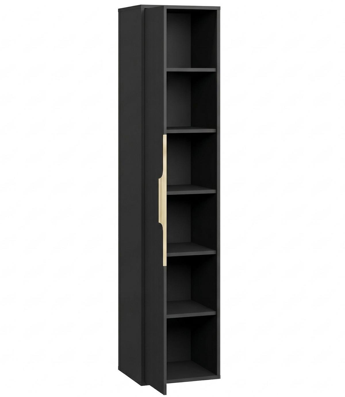BADEZIMMERSCHRANK Rimini mit 1 Tür Schwarz Matt - 38 x 33 x 170 cm - Schwarz, Holz (33/170/38cm) - Badplaats