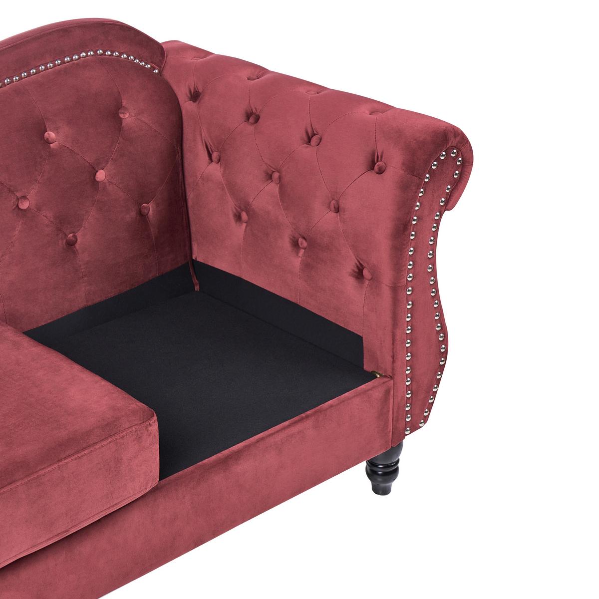 2-SITZER-SOFA Samtstoff Dunkelrot Skien II - Dunkelrot, Textil (166/86/83cm) - Beliani