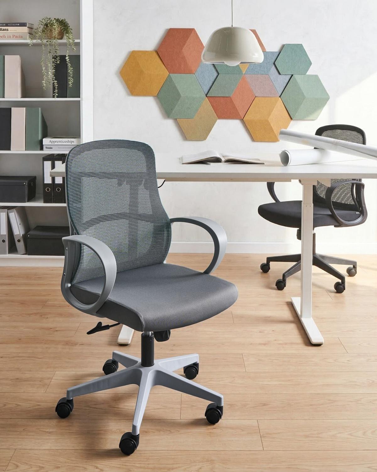BÜROSTUHL Grau Senta - Grau, Textil (61/97/65cm) - Beliani