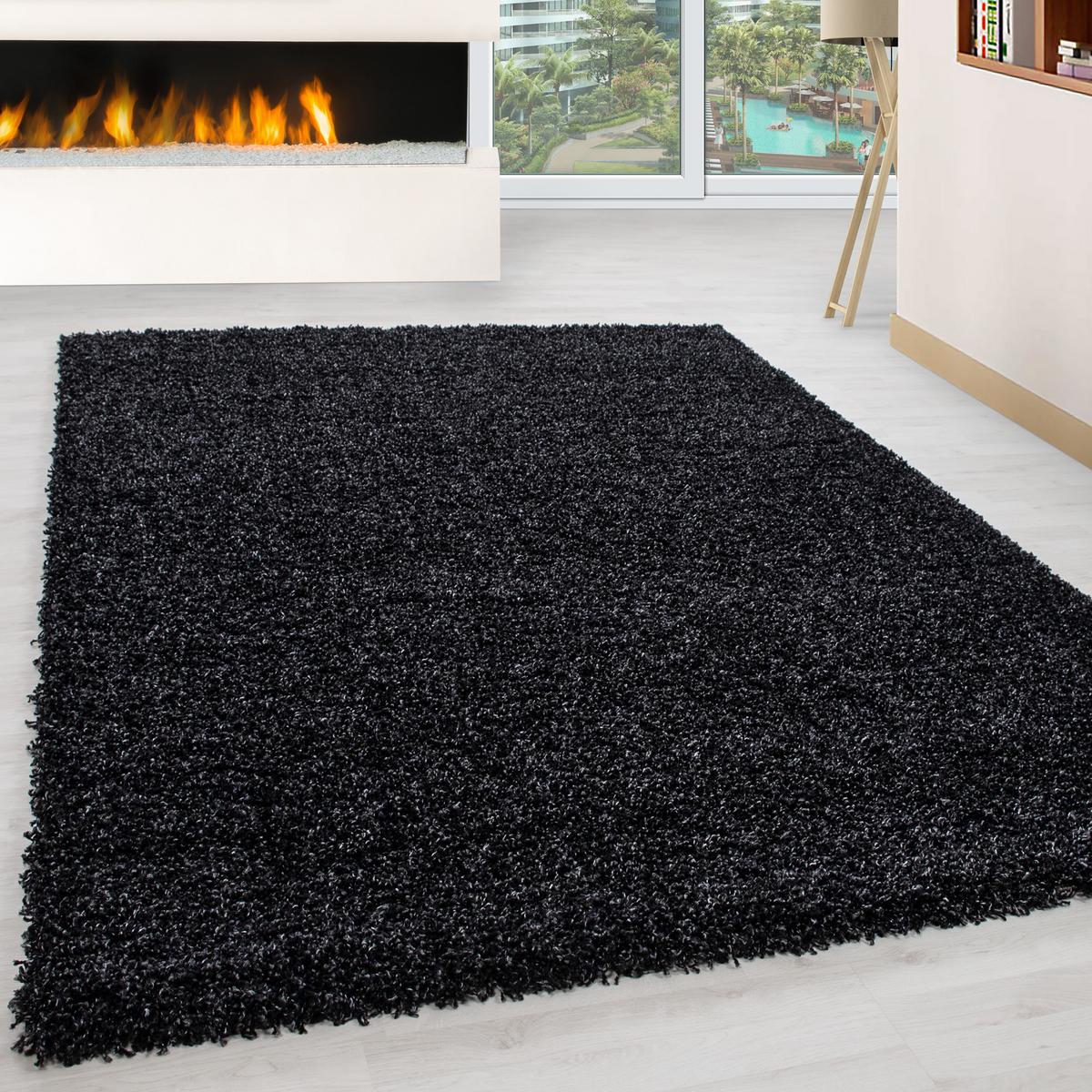HOCHFLORTEPPICH RHEIN, einfarbig, Anthrazit, 120 x 170 cm - Anthrazit, Textil (170/120cm) - KADIMA DESIGN