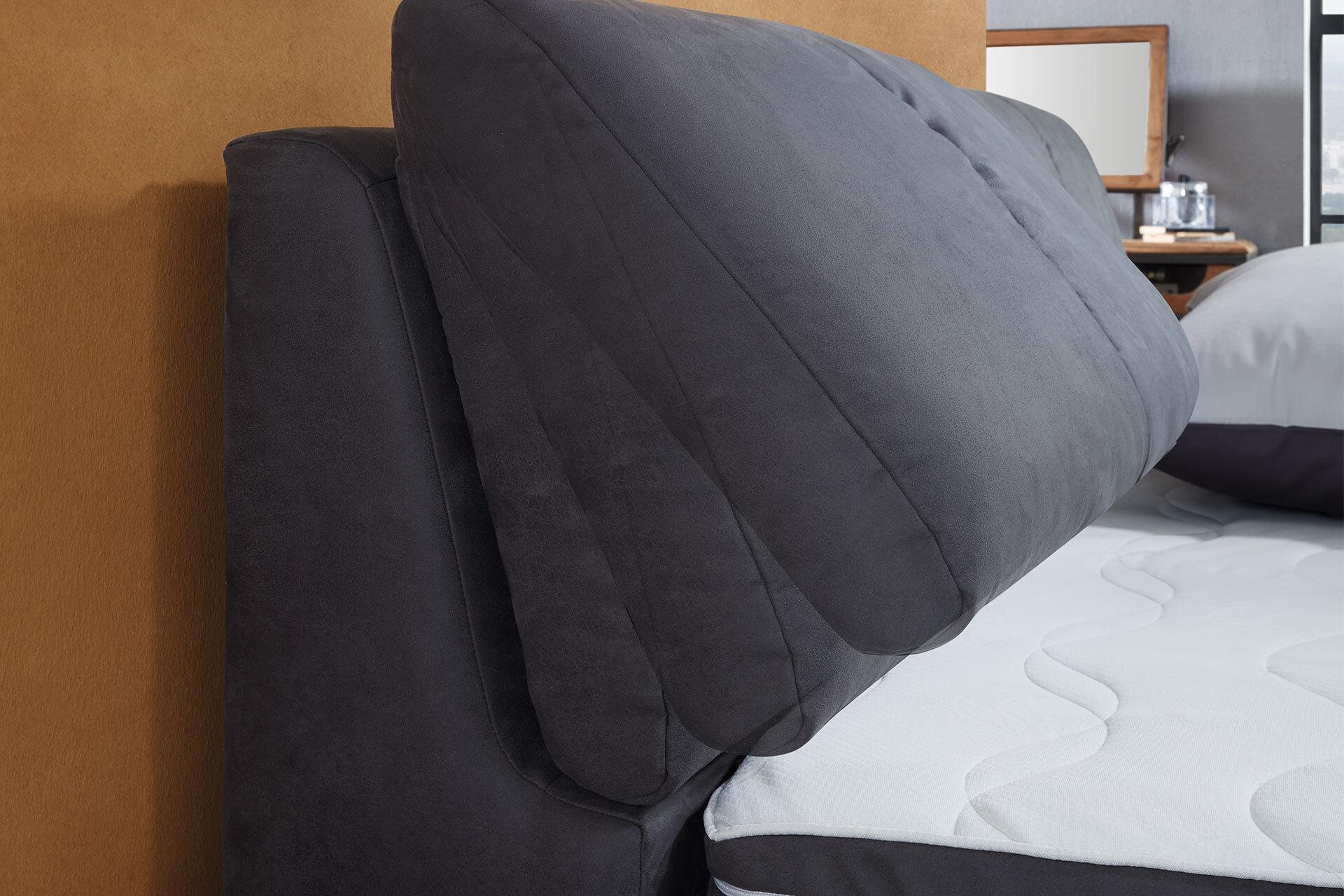 Relaxfunktion: Verstellbare Kopfteile für mehr Liegekomfort im grauen Boxspringbett von moemax