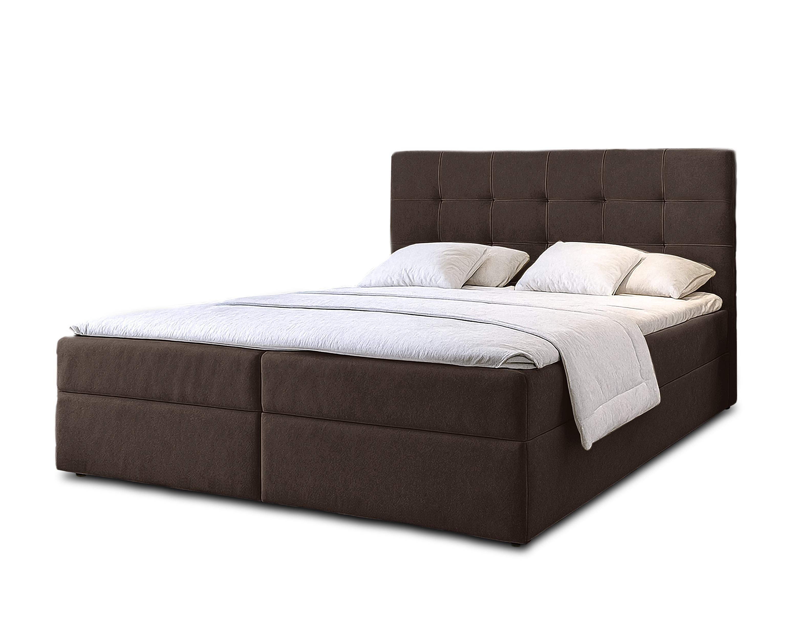 BOXBETT GECETENI 160x200 cm mit Bettkasten und Matratze - Braun + TOPPER - Schwarz/Braun, Holz/Holzwerkstoff (160/200cm) - AX Living