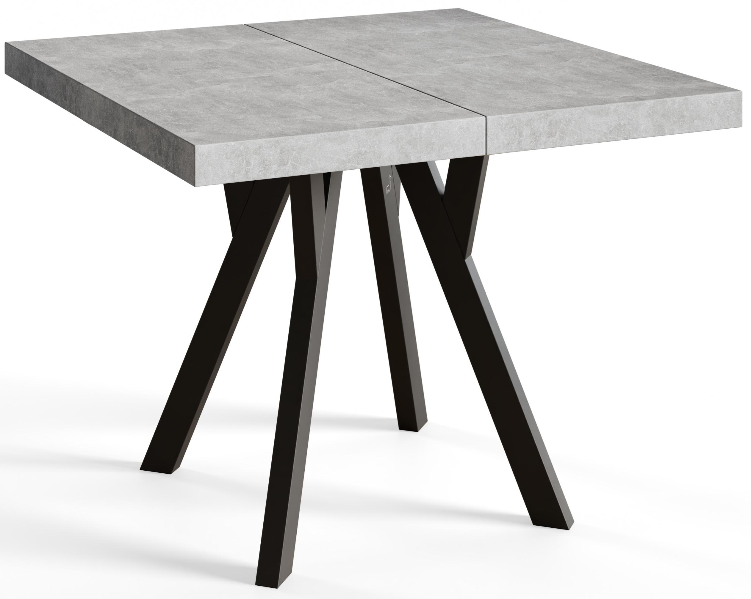 QUADRATISCHER Esstisch ausziehbar – Moderner Wohnzimmertisch und Küchentisch – Tisch mit Holzbeinen, Durchmesser 90 cm - 190 cm - Farbe Graphit - Schwarz/Grau, Holzwerkstoff (90/90/77cm) - Alpi-Möbel