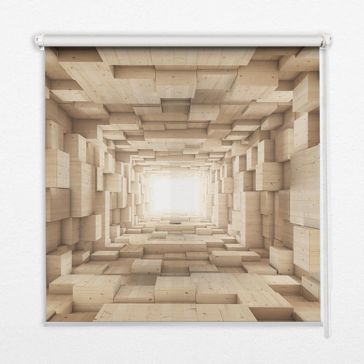 INNENROLLO - Fensterrollo - Rollo - 150x140 cm - 3D-Holzloch - Braun, Kunststoff (150/140/0.5cm) - TULUP