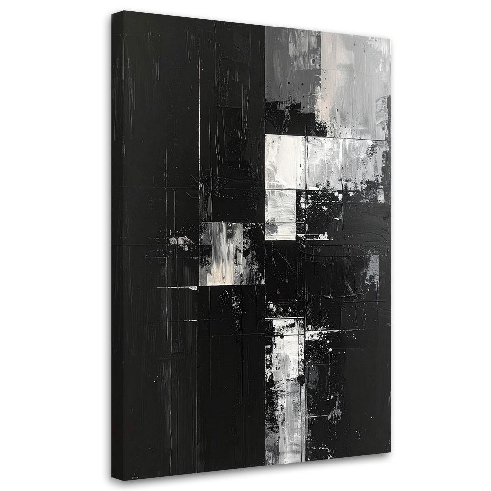 WANDBILD, Dunkle Abstraktion in Schwarz und Grau mit malerischer Textur - Schwarz, Textil (30/45cm) - Feeby