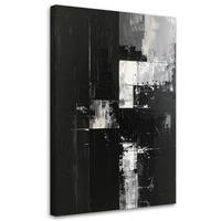 WANDBILD, Dunkle Abstraktion in Schwarz und Grau mit malerischer Textur - Schwarz, Textil (30/45cm) - Feeby