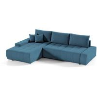ECKSOFA Draco L blau links - Blau/Chromfarben, Textil/Metall (267/186cm) - Beautysofa
