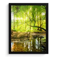POSTER MIT RAHMENGERAHMTES BILD Wald - Landschaft - Wasser - Bäume - Sonne - Grün - Natur Bilderrahmen 30x40 cm - Grün, Papier (30/40cm) - MuchoWow