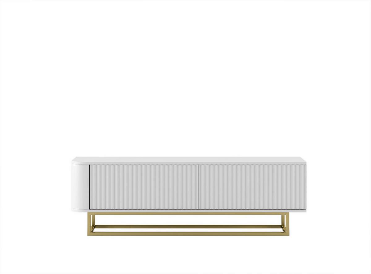 TV-LOWBOARD Aurora Weiß matt 140 cm mit goldenem Metallrahmen - Schwarz/Weiß, Holzwerkstoff/Metall (140/44/35cm) - Meble Lindner