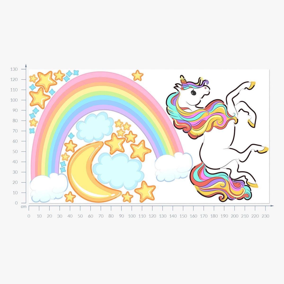 WANDAUFKLEBER 130x233cm - Regenbogenträume - Multicolor, Kunststoff (130/233/0.1cm) - Wallfluent