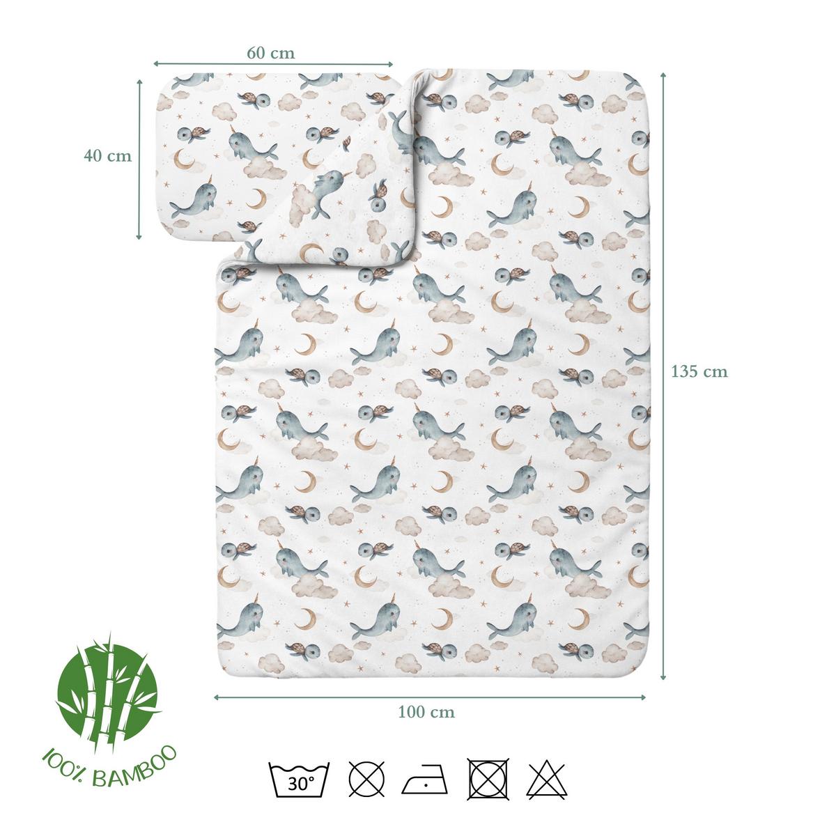 BABY Bambus-Bettwäsche Wale - Weiß, Textil (100/135cm) - waldin