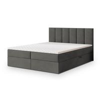 BOXBETT MERIL 180x200 cm mit Matratze und Topper - Grau - Grau, Holz (180/200cm) - MASSENO