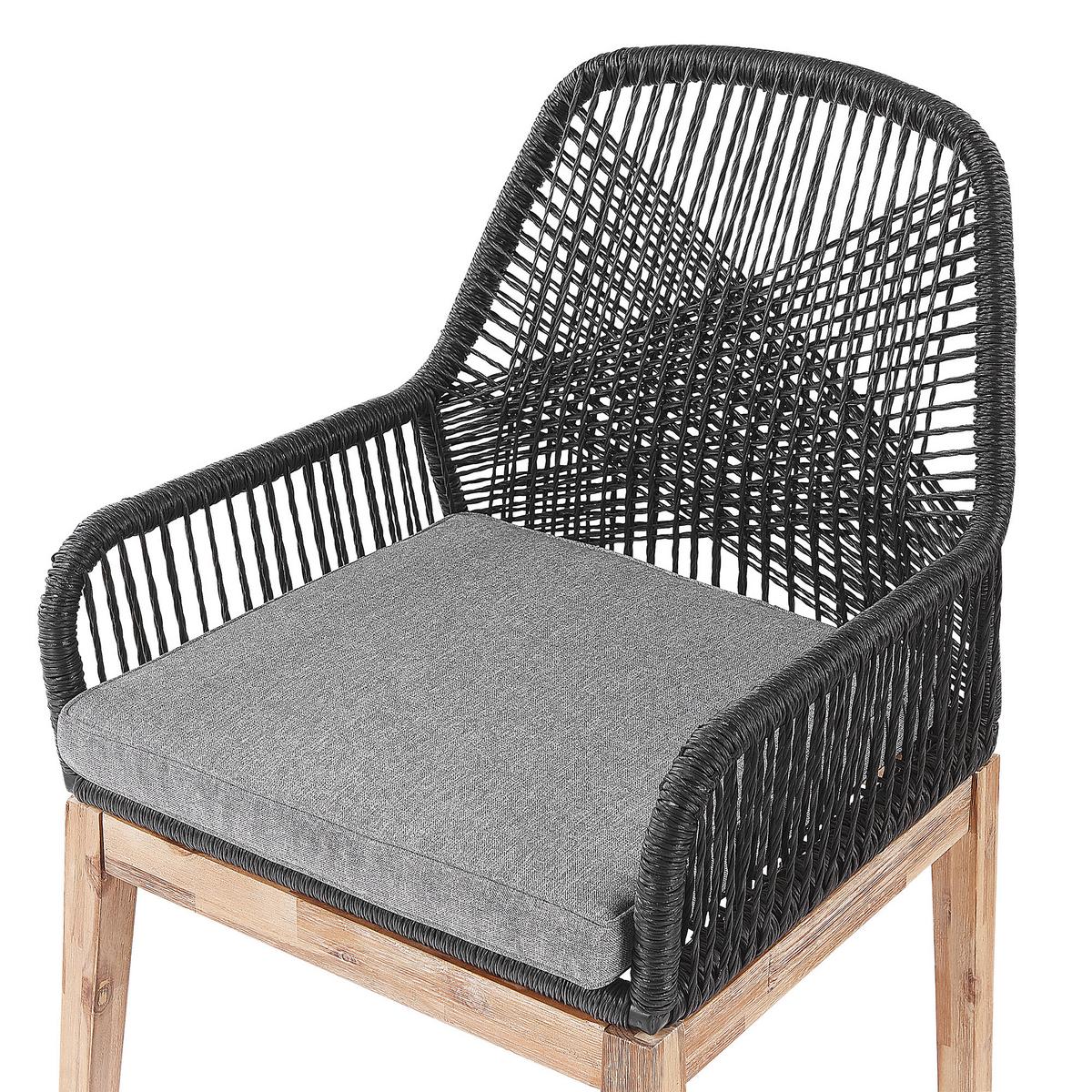 GARTENSTUHL 2er-Set Massivholz hellgrau Olbia - Hellbraun/Schwarz, Kunststoff (64/89/71cm) - Beliani