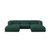WOHNLANDSCHAFT MIRA-U1 317x179x70 Grün Velours - Dunkelgrün/Schwarz, Holzwerkstoff/Kunststoff (317/70/179cm) - ALTDECOR