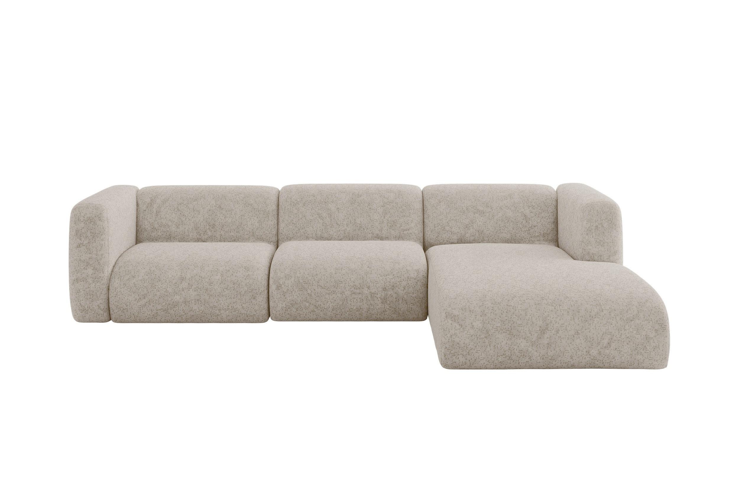 ECKSOFA Ottomane Rechts MIRA-L2 318x179x89 Beige Velours - Beige/Schwarz, Holzwerkstoff/Kunststoff (318/179cm) - ALTDECOR