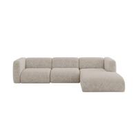ECKSOFA Ottomane Rechts MIRA-L2 318x179x89 Beige Velours - Beige/Schwarz, Holzwerkstoff/Kunststoff (318/179cm) - ALTDECOR