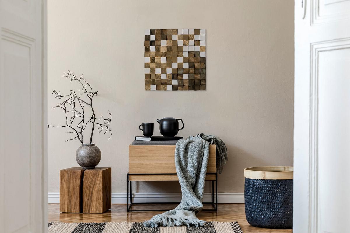 HOLZBILD Grau 75/75 cm - Braun/Grau, Holz (7/75cm) - KUNSTLOFT