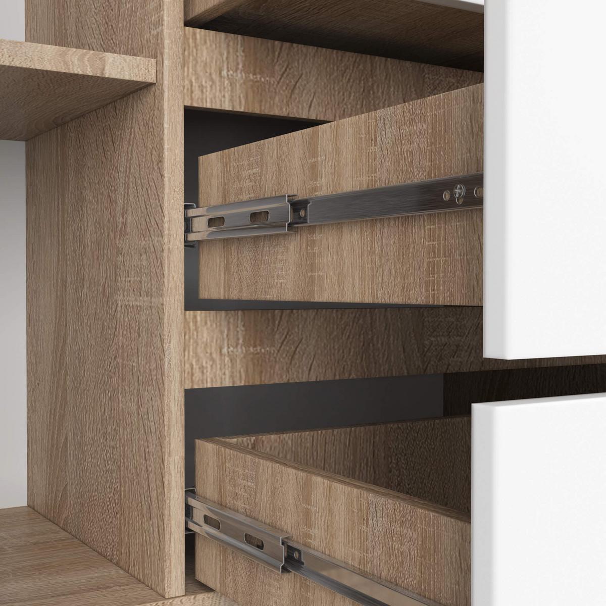 KOMMODE Eiche Sonoma, Weiß 99/160/40 - Weiß, Holzwerkstoff (160/99/40cm) - RAUMHIRSCH FURNITURE