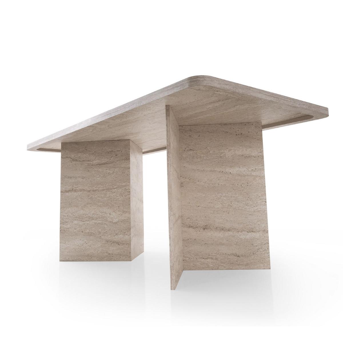 ESSTISCH mit rechteckiger Platte und 2 Beinen L180 cm - LOFT - Beige, Holzwerkstoff (95/90/77cm) - Calicosy