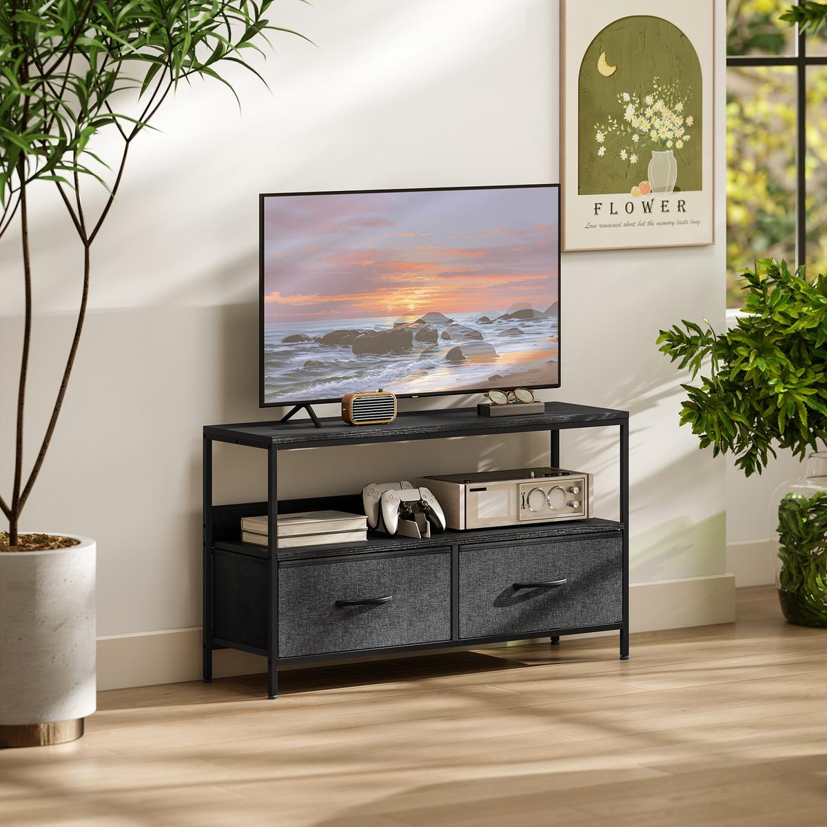 TV-SCHRANK 839-071V00BK - Schwarz, Metall (29/56/98cm) - HOMCOM