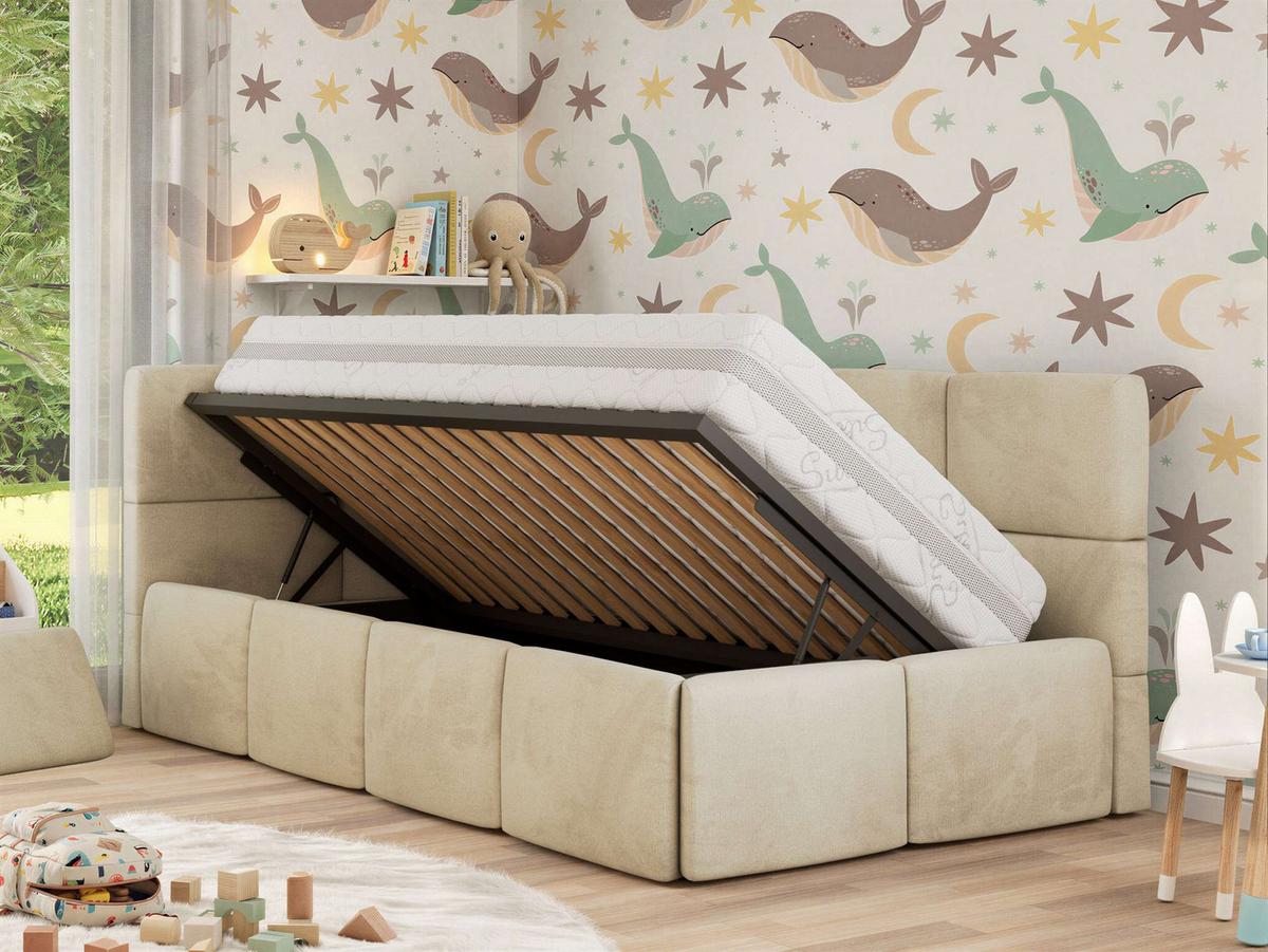 POLSTERBETT ARVO ALTA 90/200 - Beige Velvet - Ohne Matratze - Links - Beige, Textil (90/200cm) - MKS