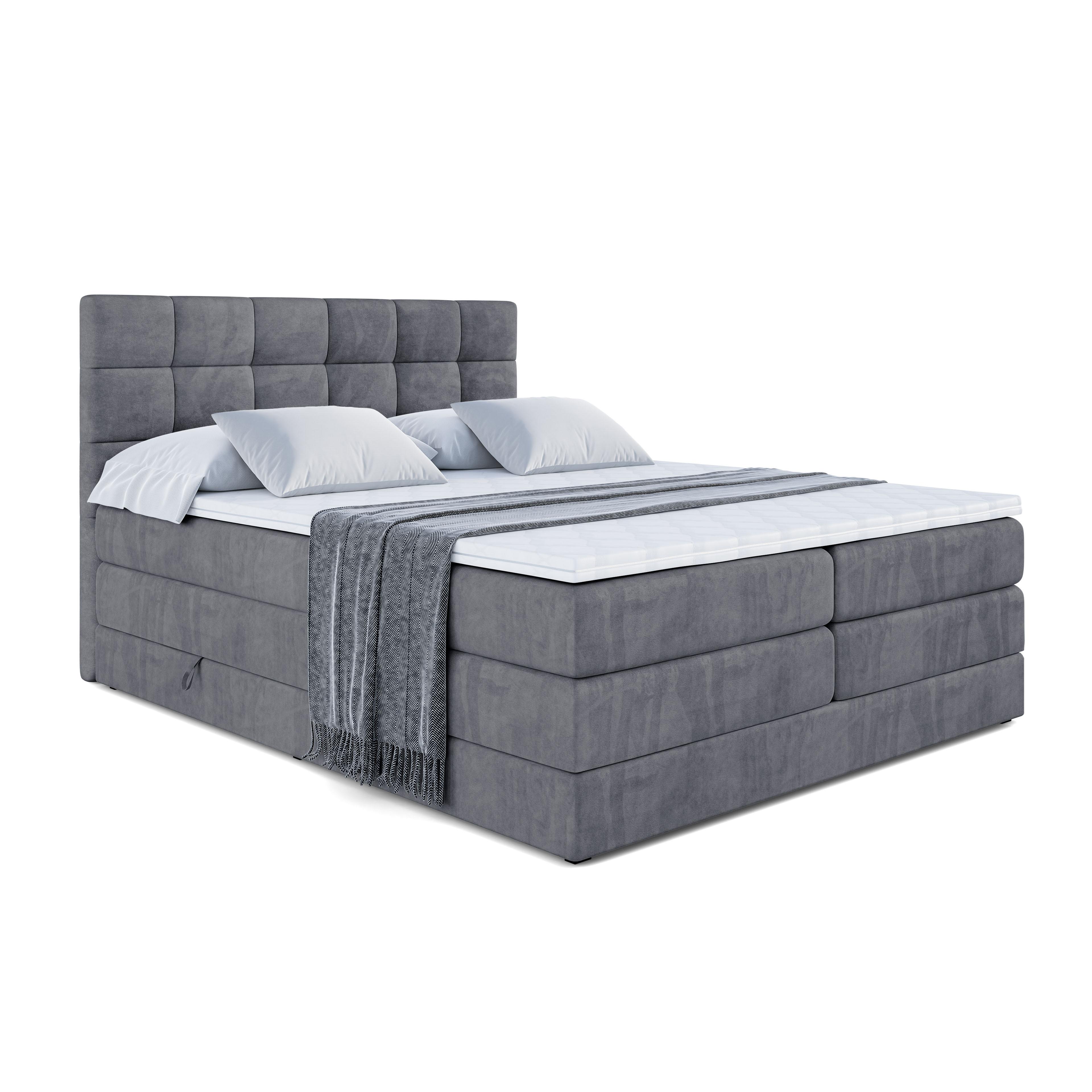 BOXSPRINGBETT BRUGO KING - 140 x 200 - H3/H4 - Dunkelgrau - Dunkelgrau, Holzwerkstoff (140/200cm) - ALTDECOR