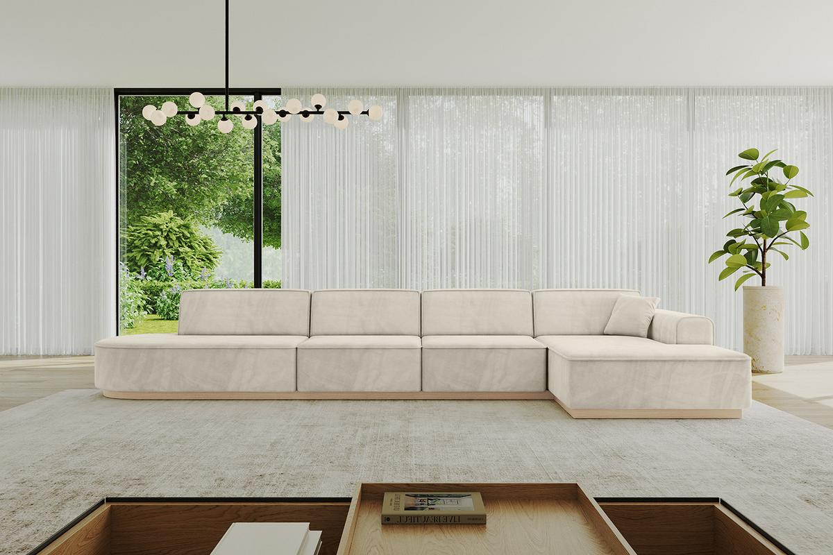 ECKSOFA Ottomane Rechts IREA-L3 - 413x171x83 cm Dunkelgrau - Ecru, Holzwerkstoff/Textil (171/413cm) - ALTDECOR