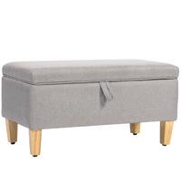 TRUHENBANK Polyester Schaumstoff Hellgrau - Hellgrau/Naturfarben, Holz/Textil (37/36/71cm) - HOMCOM