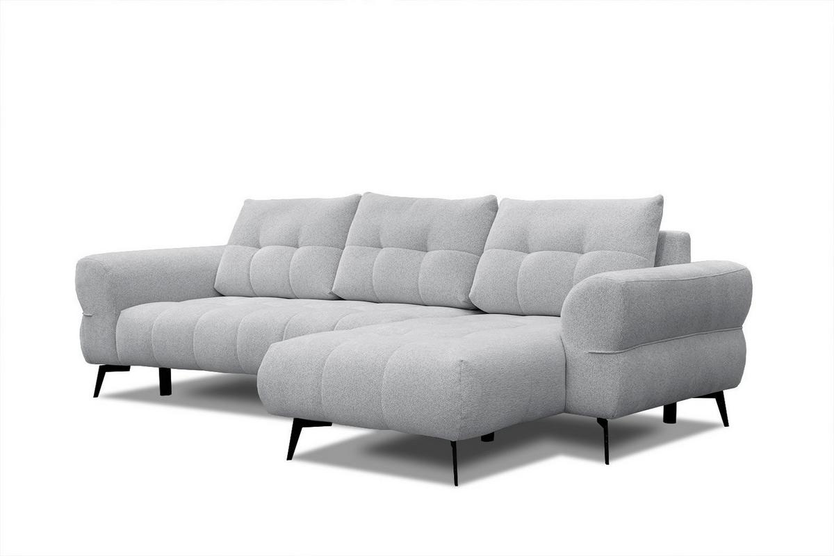 ECKSOFA SALVINI 4-Sitzer, hellgrau - Hellgrau/Schwarz, Holzwerkstoff/Textil (292/158cm) - Wozimo