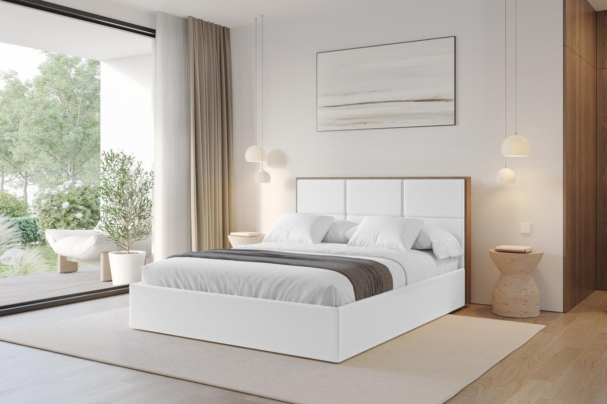 POLSTERBETT mit Bettkasten und Lattenrost, Bett mit Matratze H3/H4 - LILA 140x200 Weiß - Weiß Hochglanz, Holzwerkstoff/Textil (140/200cm) - ALTDECOR