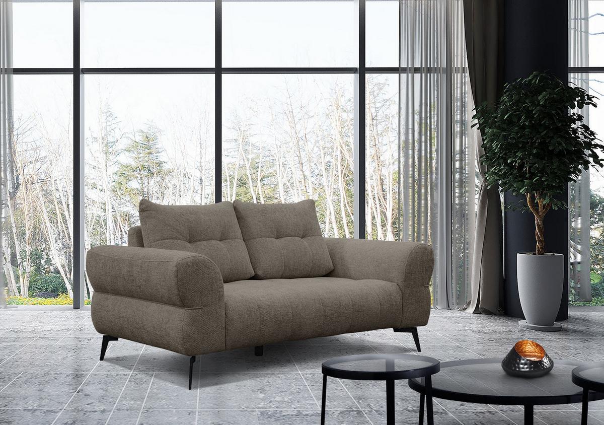 SOFA SALVINI 2-Sitzer, taupe - Taupe/Schwarz, Holzwerkstoff/Textil (176/88/99cm) - Wozimo