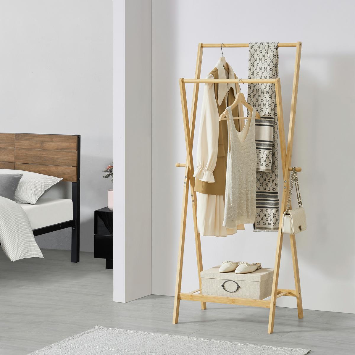 GARDEROBENSTÄNDER Keitele - Naturfarben, Holz (60/150/42cm) - [en.casa]