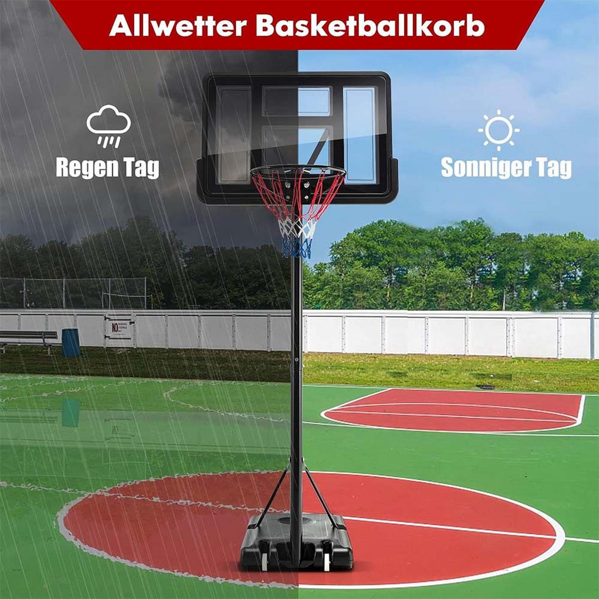 TRAGBARER BASKETBALLKORB Schwarz - Schwarz, Metall (88/58cm) - COSTWAY