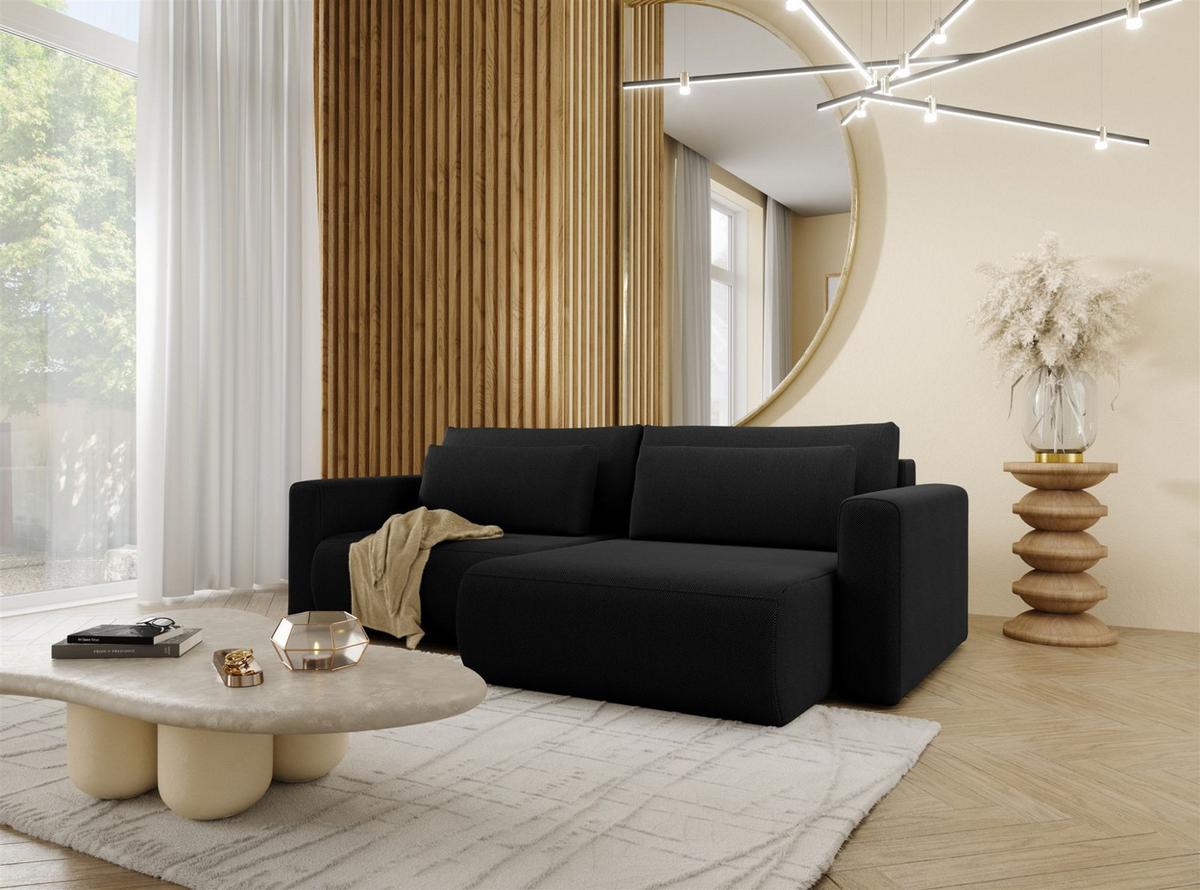 ECKSOFA Chaira Mit Schlaffunktion - Schwarz, Holzwerkstoff/Textil (240/149cm) - Fun Möbel
