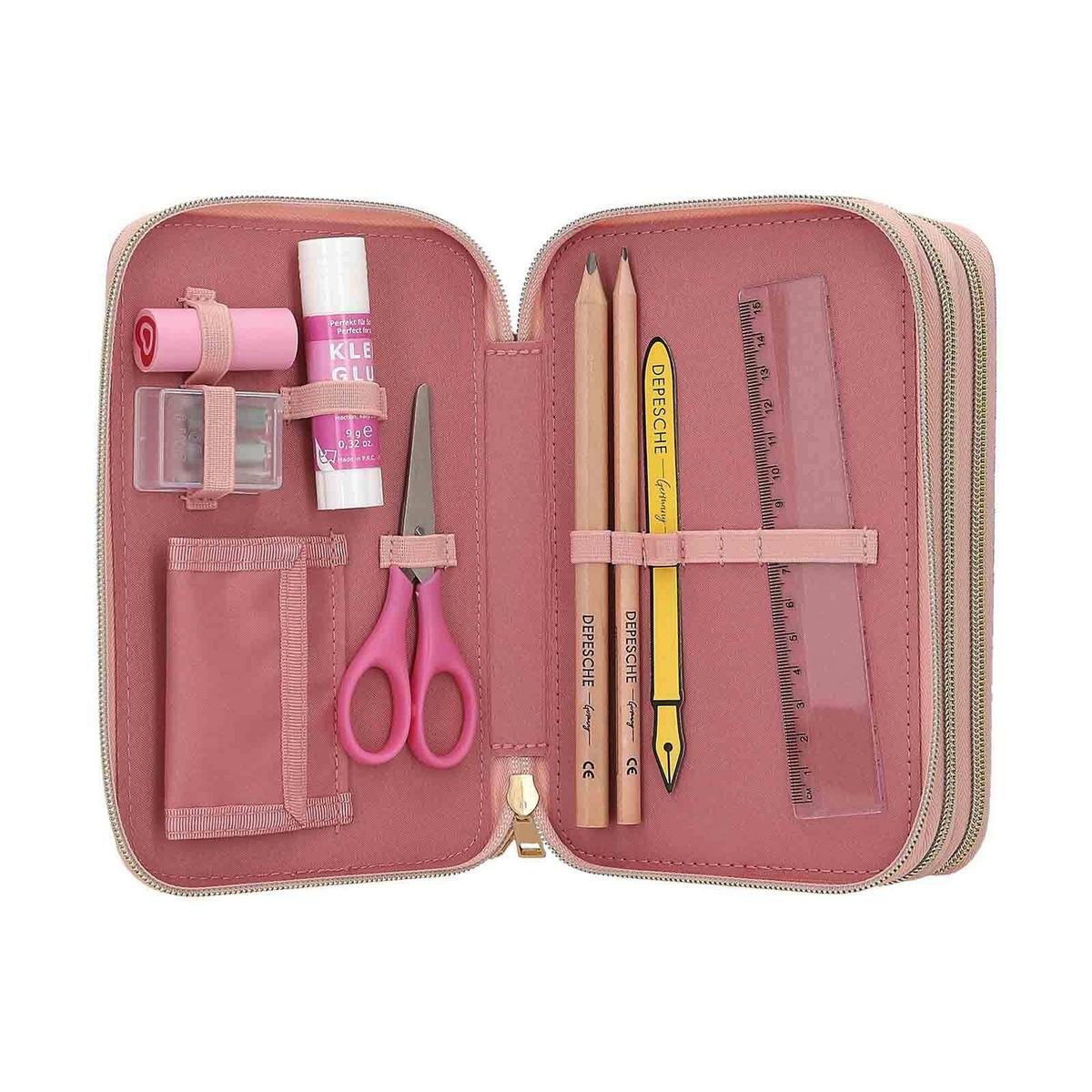 3-FACH FEDERTASCHE BLOSSOM PONY INKL. STIFTE Miss Melody rosa 7,5 x 13 x 20 cm - Rosa, Kunststoff (13/20/7.5cm) - Depesche Germany