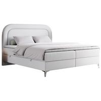 BOXBETT EIRA 120/200 Weiß Kunstleder - H3 - Silberfarben/Weiß, Holz/Textil (120/200cm) - MKS