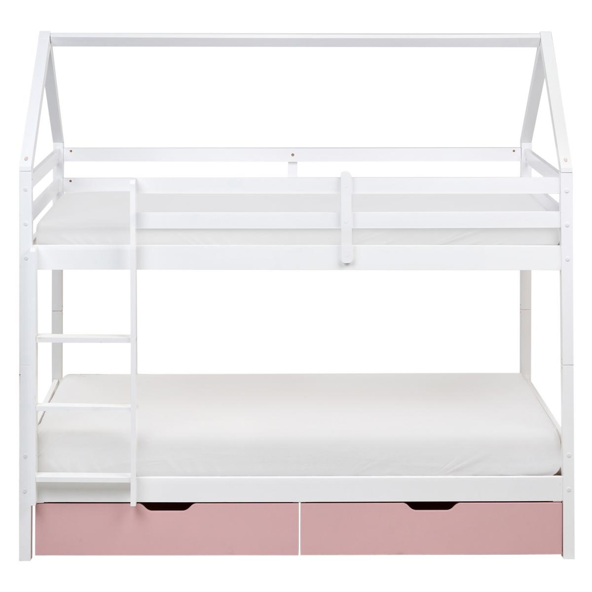 HOCHBETT 90/200 cm Weiß Ternas - Pink/Weiß, Holz (90/200cm) - Beliani