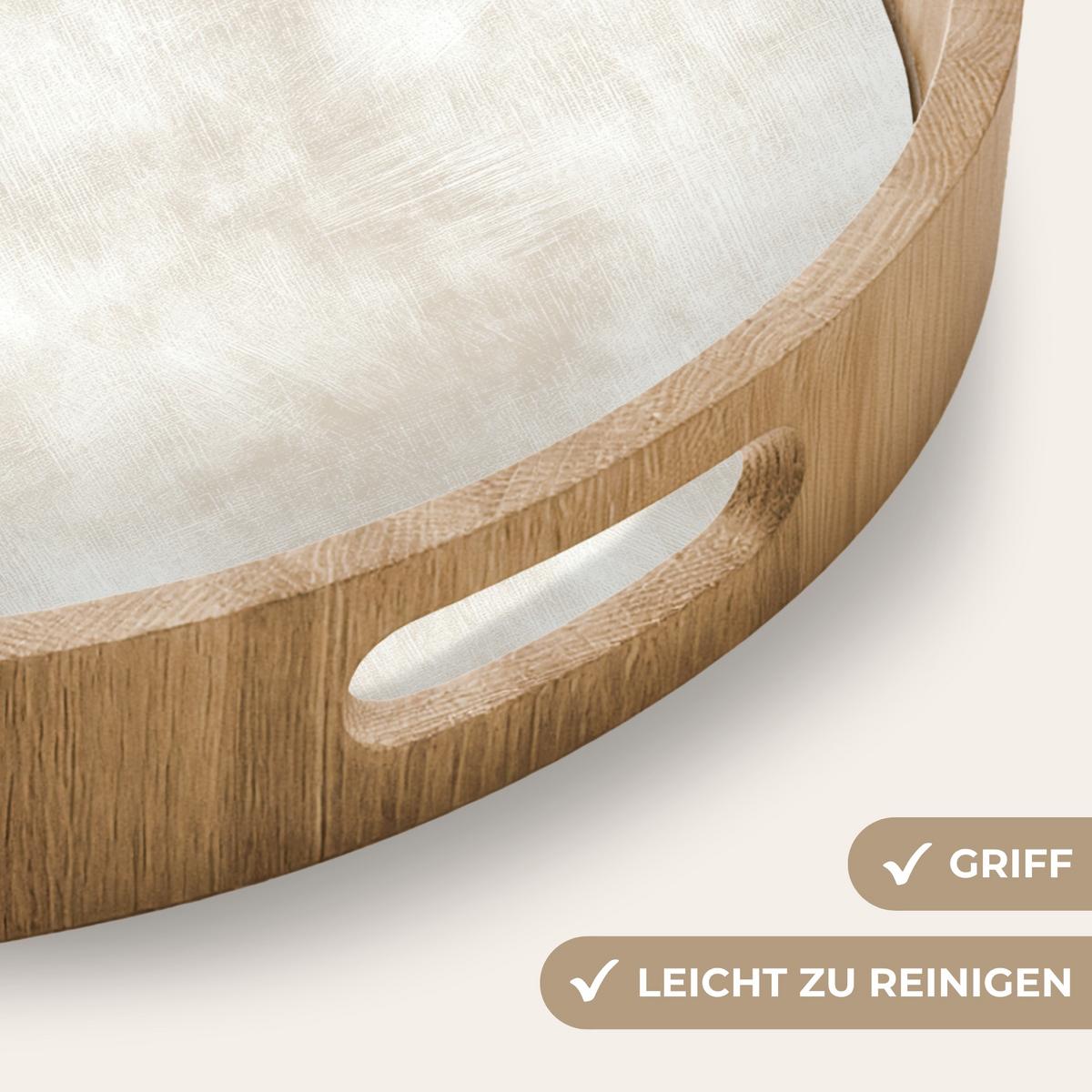 TABLETT Dezent - Textur - Beige 40x40 cm - Creme, Holz (40/5/5cm) - OnlyWow