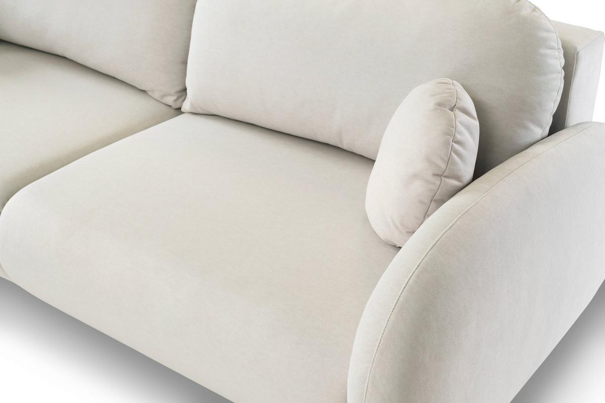 BETTSOFA AGIO Beige Plüsch-Stoff mit Schlaffunktion - Beige, Holz (232/95/109cm) - MASSENO