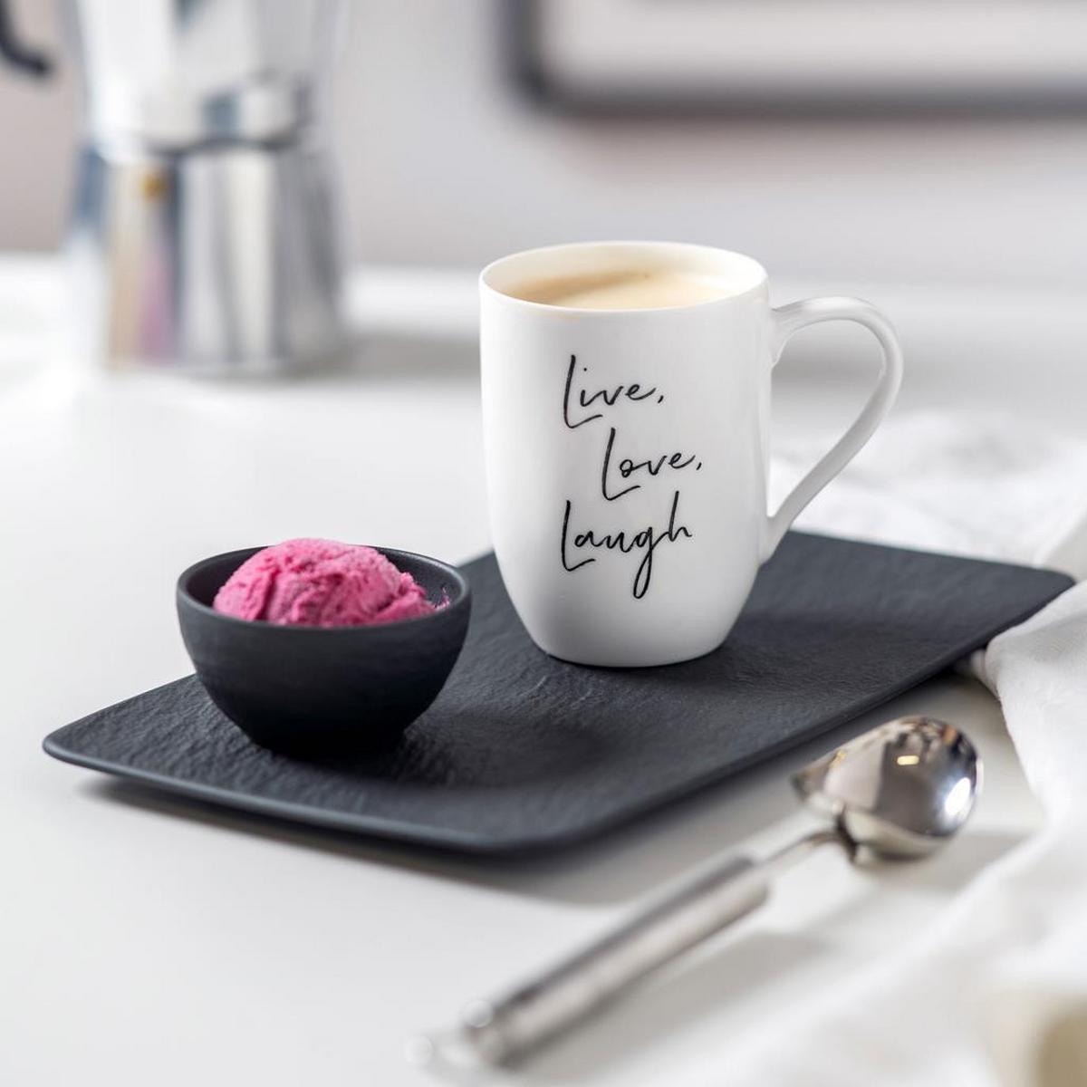 BECHER MIT HENKEL 'LIVE LOVE LAUGH' Statement weiß 290 ml - Weiß, Keramik (0.29L) - Villeroy & Boch