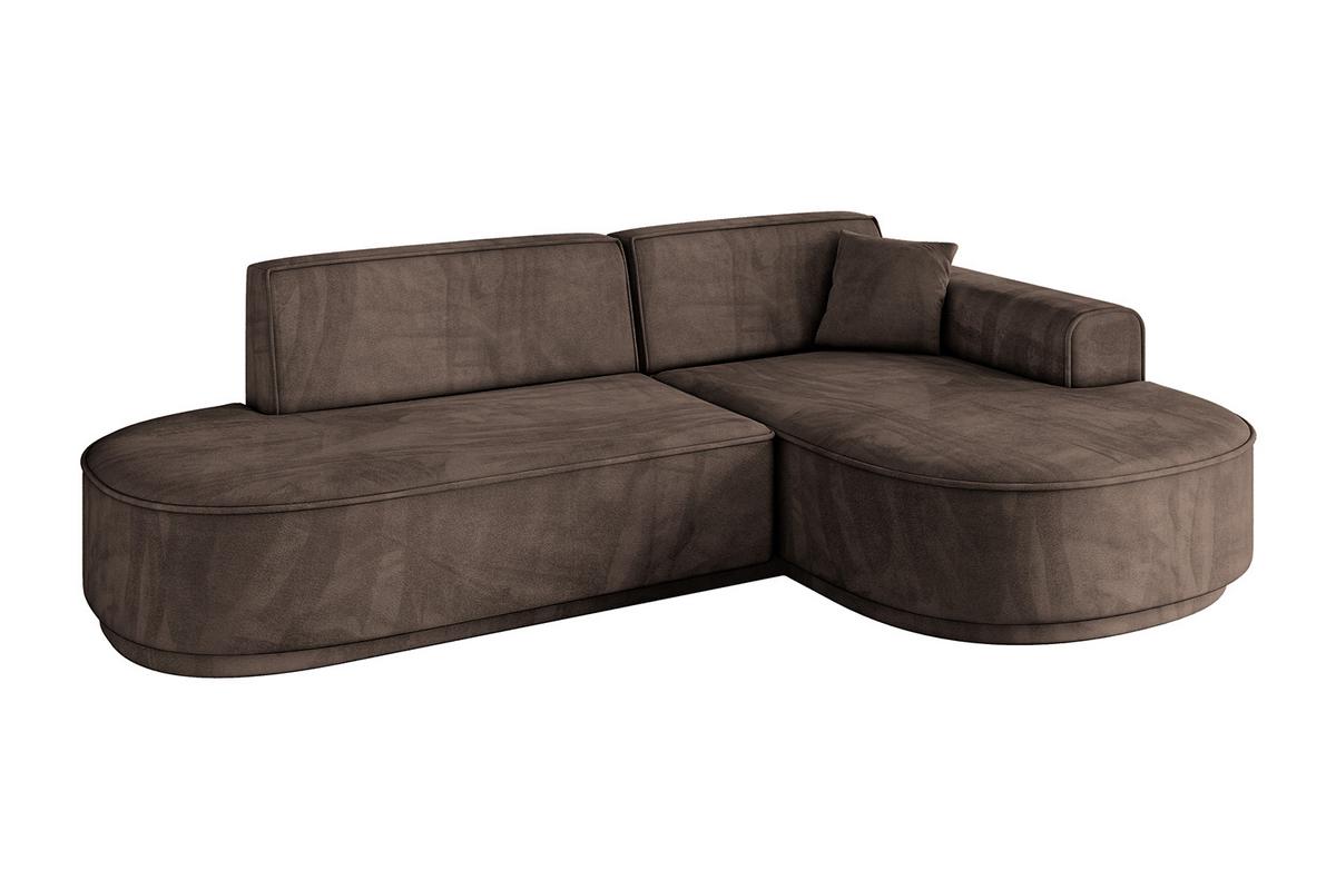 ECKSOFA Ottomane Rechts MARI-L1-v3 - 243x171x83 cm Braun Velours - Schwarz/Braun, Holzwerkstoff/Kunststoff (171/243cm) - ALTDECOR