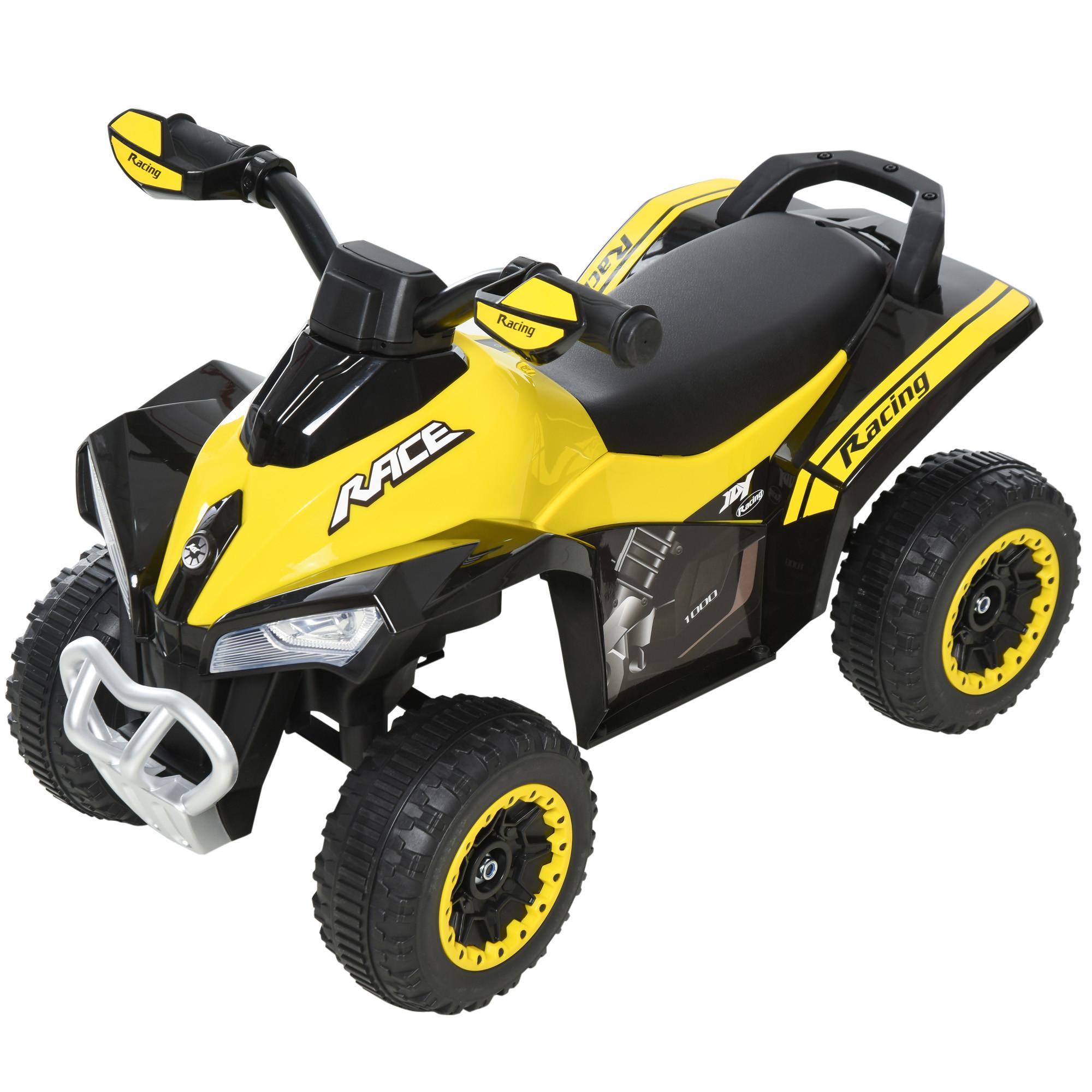 RUTSCHAUTO Kinder Tretauto Kinderauto mit Füßen rutschen Licht Musik Gelb - Gelb, Metall (67/5/38cm) - HOMCOM