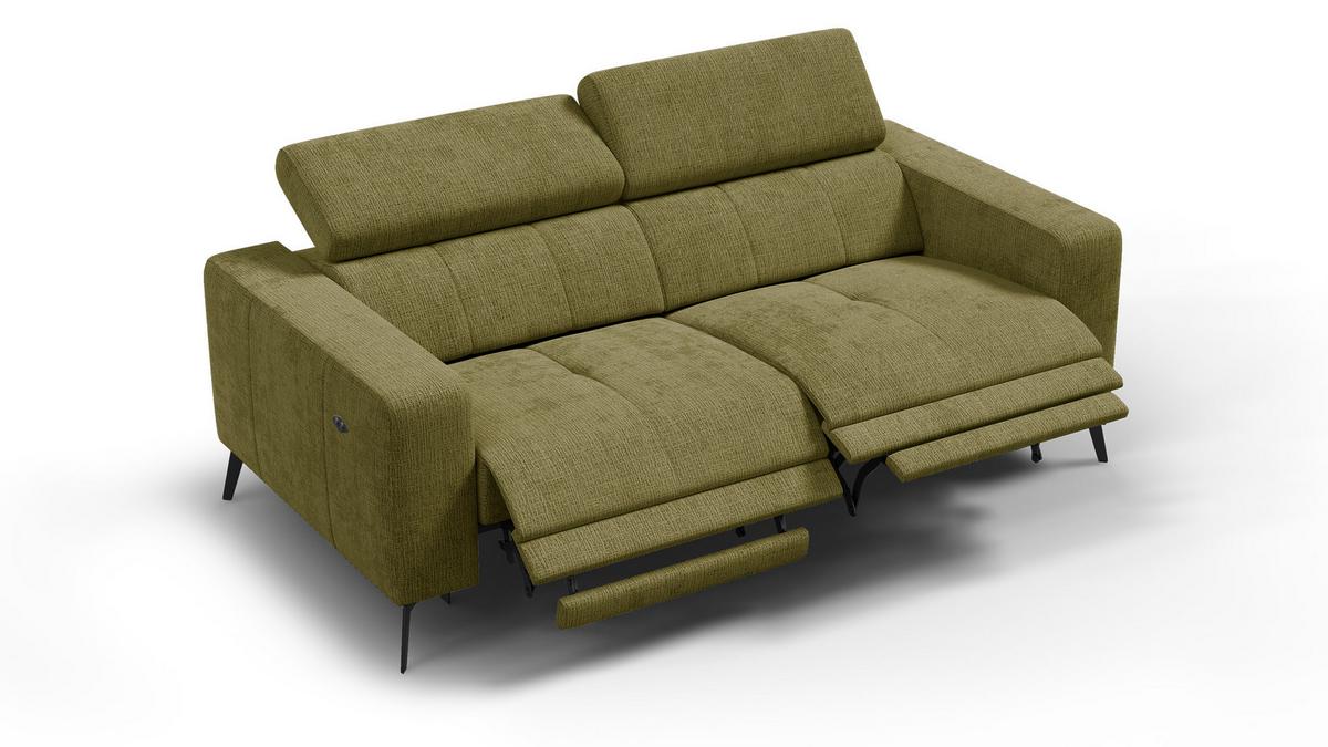 RELAXSOFA MORELLO 3-Sitzer, olive, 2 x Relax Zero Gravity - Olivgrün, Holz/Textil (206/82/103cm) - Wozimo