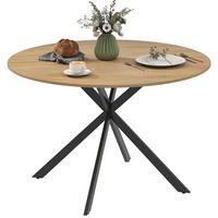 RUNDER Esstisch für 4 Personen, Ø120 cm Küchentisch im Industriestil, Eiche - Eichefarben, Metall (120/120/75cm) - HOMCOM
