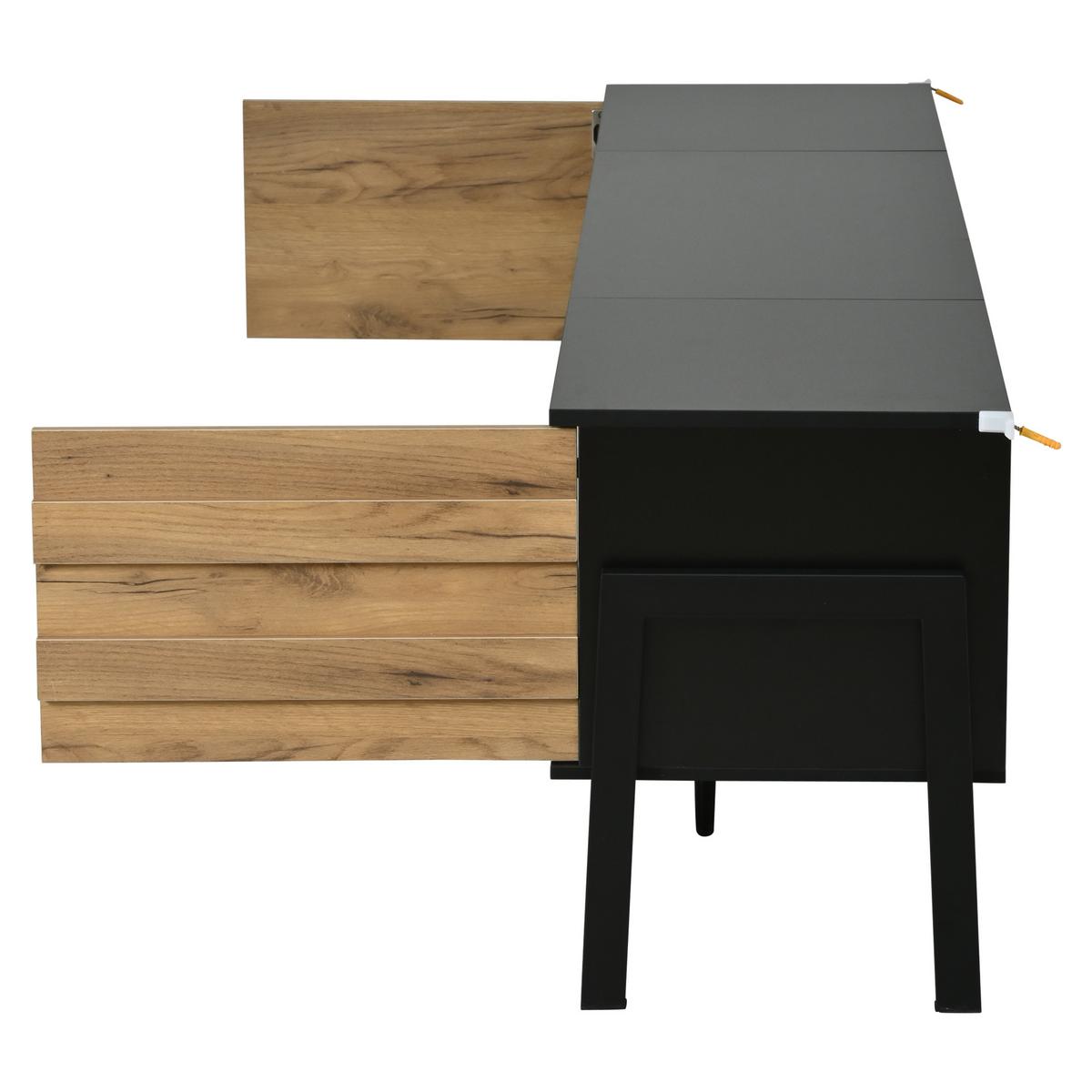 TV-LOWBOARD holzwerkstoff schwarz & holz-optik für tvs bis 70 zoll - Schwarz, Holzwerkstoff (175/53/39.5cm) - Urban Meuble