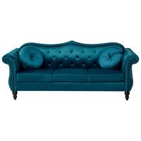 3-SITZER-SOFA Samtstoff Blaugrün Skien - Jadegrün, Textil (204/86/78cm) - Beliani