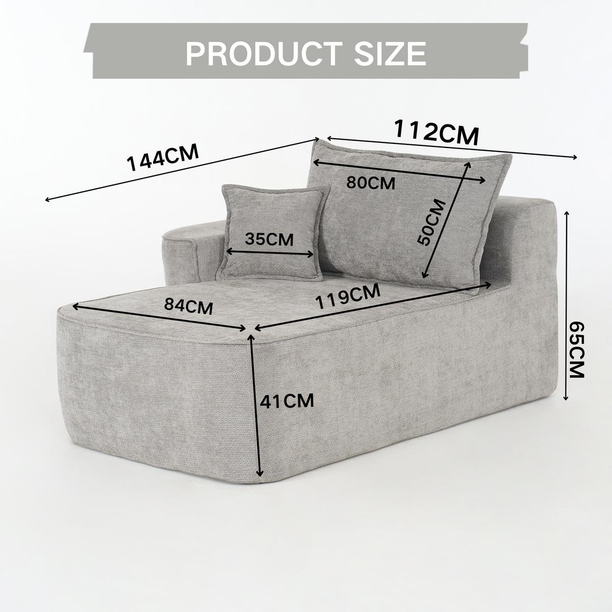 CHAISE LONGUE premium chenille relaxliege montagefrei - Hellgrau, Textil (144/65/112cm) - Urban Meuble