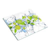 GLASPLATTE 60x52 cm Limetten und Wasser - Grün, Glas (60/0.4/52cm) - TULUP